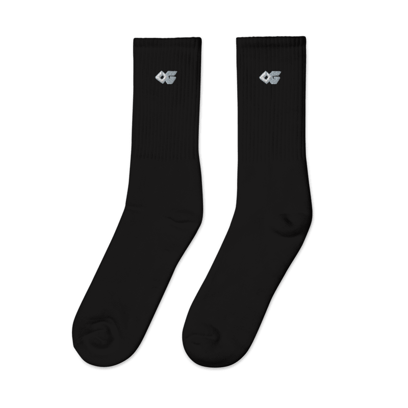 OG Staple Black Embroidered Crew Socks