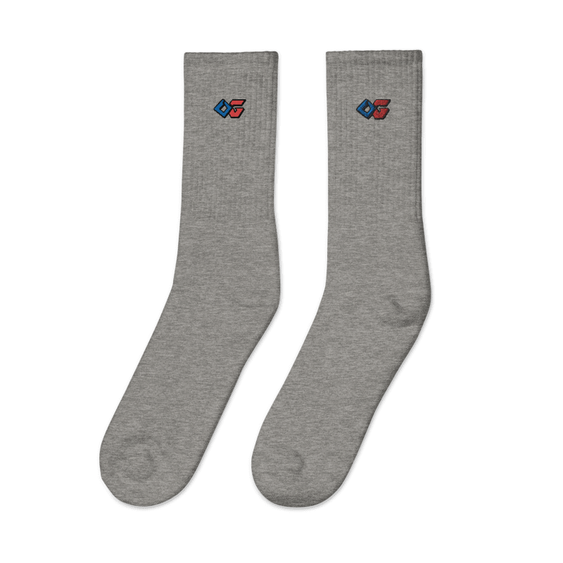 OG Staple Gray Embroidered Crew Socks (True Blue)