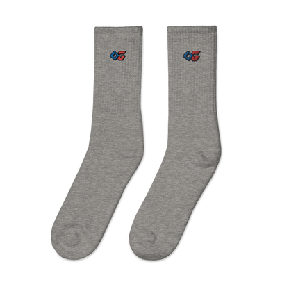 OG Staple Gray Embroidered Crew Socks (True Blue)