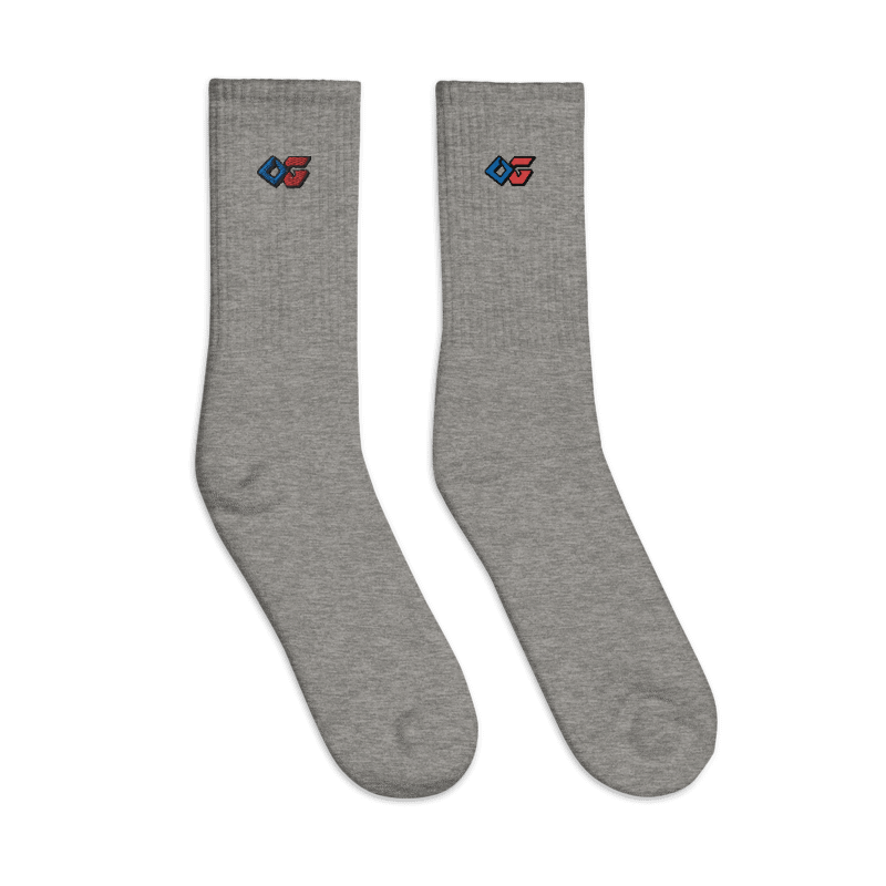 OG Staple Gray Embroidered Crew Socks (True Blue)