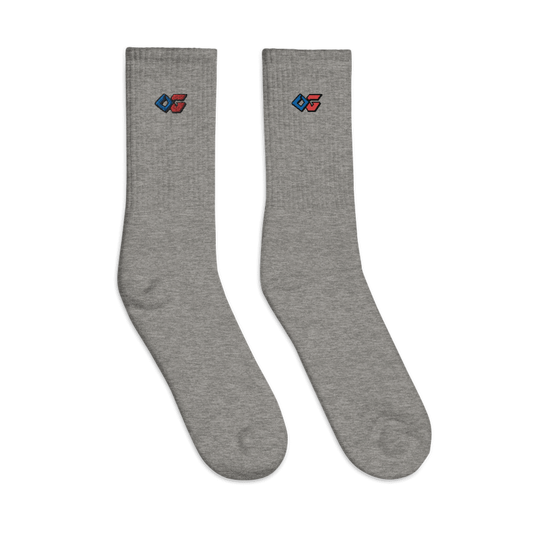 OG Staple Gray Embroidered Crew Socks (True Blue)