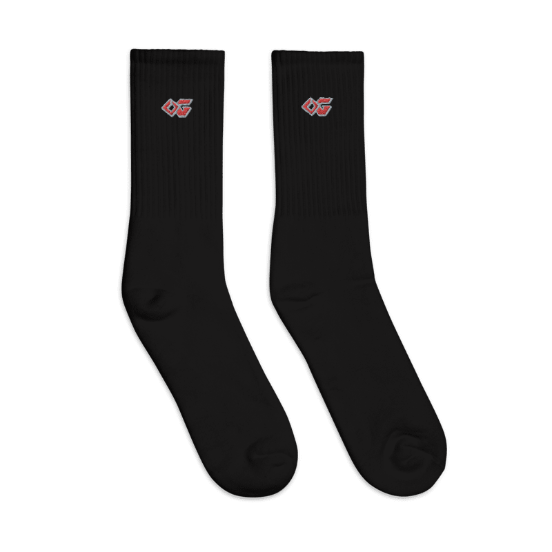 OG Bred Staple Black Embroidered Crew Socks